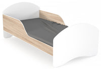 Łóżko dziecięce LEO2 160x70 biało-sonoma z materacem i barierkami ochronnymi