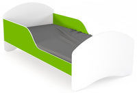 Łóżko Dziecięce LEO2 160x70 Biało-Limonkowe z barierkami i materacem