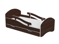 Łóżko dziecięce LEO 180x80 Wenge: szuflada, barierki, materac