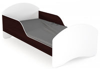 Łóżko dziecięce LEO2 160x70 biało-wenge z barierkami i materacem