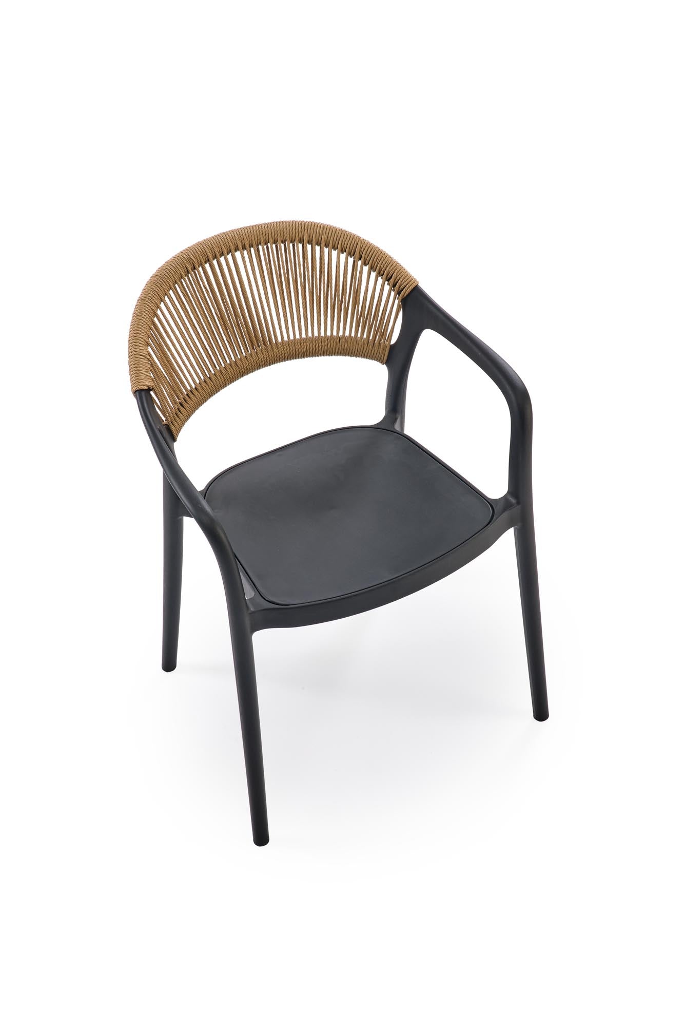 Krzesło MURAK – designerskie krzesło w stylu boho czarno-naturalne z plecionką w kolorze naturalnym.