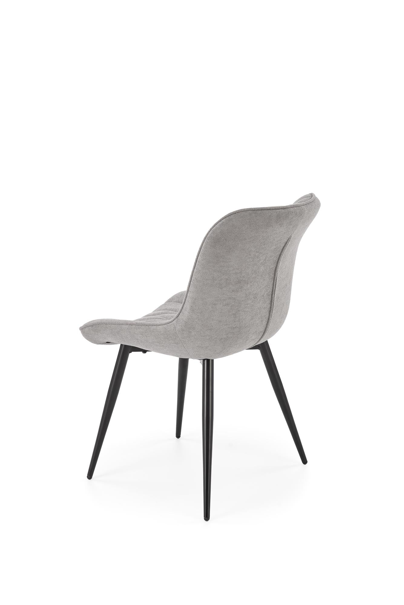 Krzesło MILAN – nowoczesne tapicerowane krzesło w eleganckim popielatym odcieniu z czarnym stelażem.