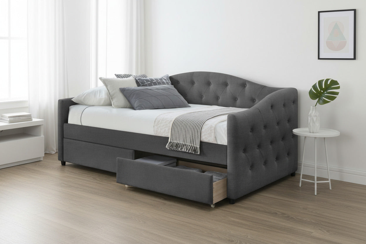 Łóżko ARYA z szufladami 90x200 - kolor szary