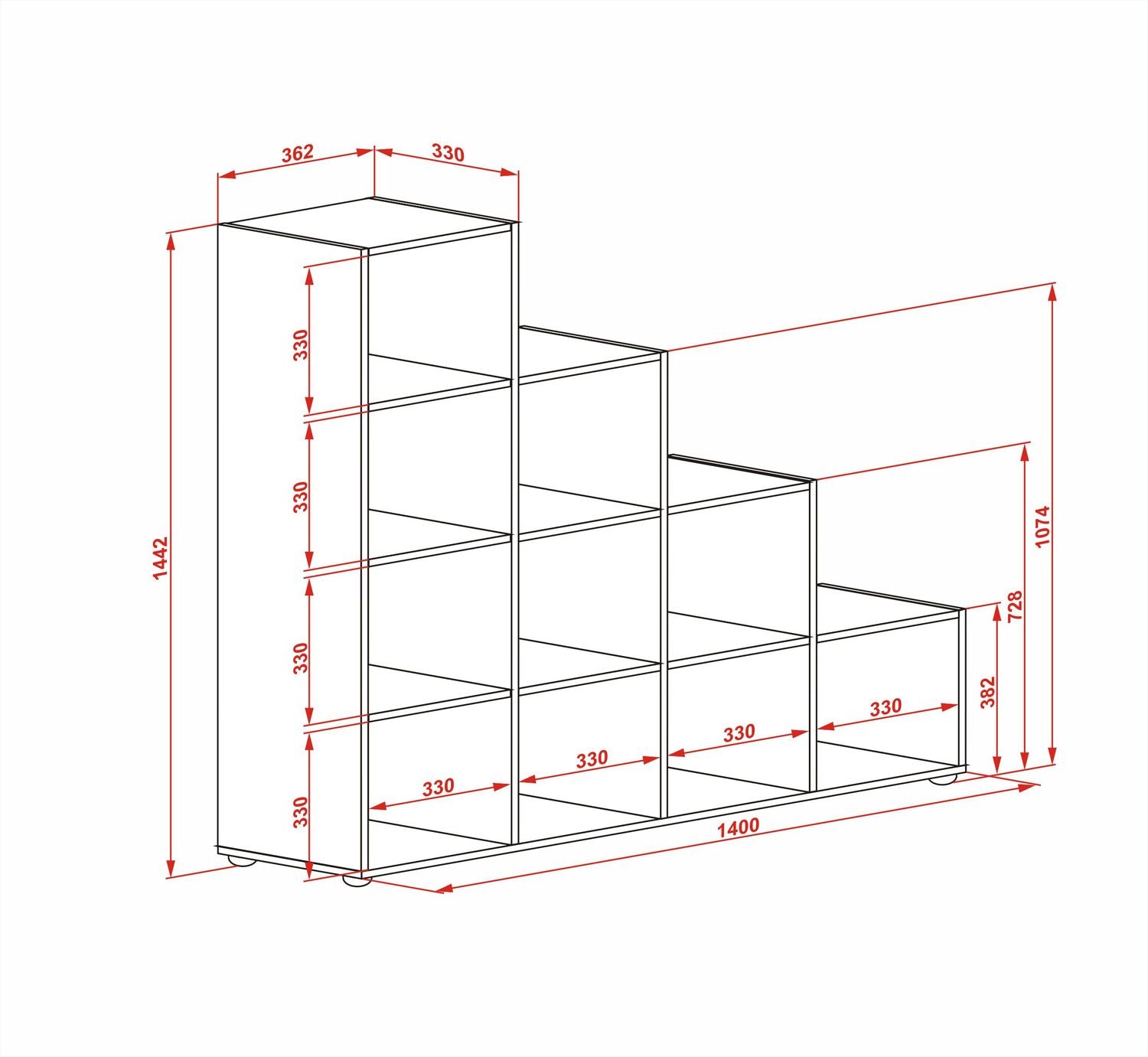 Regał ASTERIKS - kolor biały