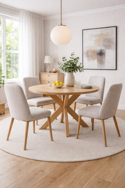 Stół EKSIK okrągły - kolor naturalny jasny dąb