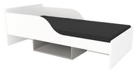 Łóżko dziecięce Smile 160x80 biało-szare bezpieczne, z półką i materacem