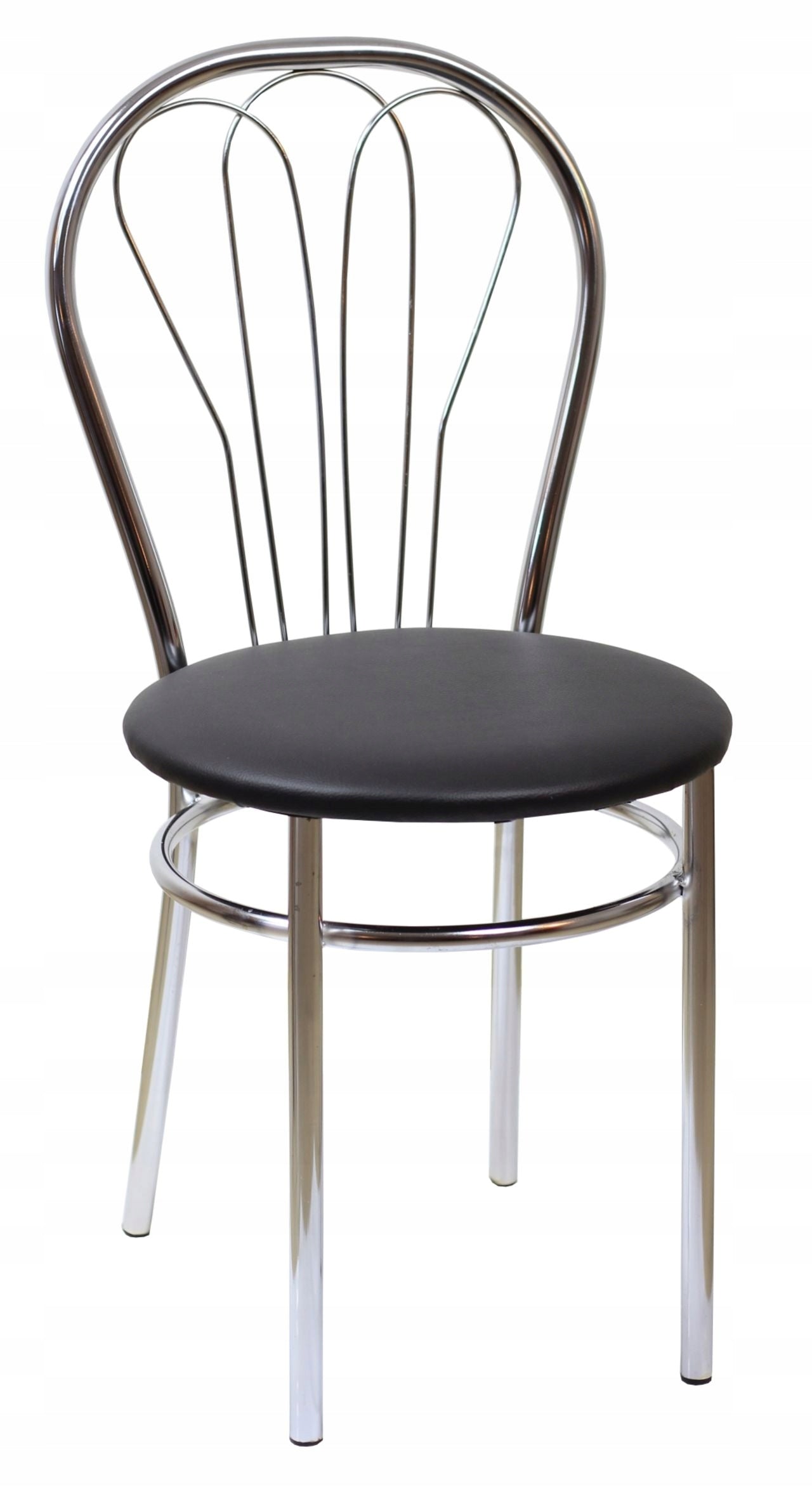 Nowoczesne Krzesło Venus CZARNE, Chromowane, Ekoskóra Furnitex