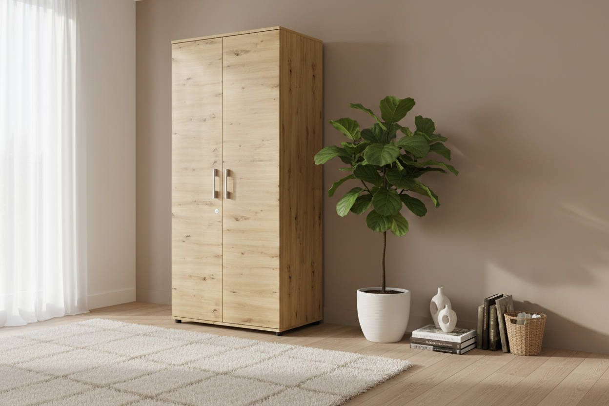 Regał Szafa z Zamkiem na Klucz Dąb Artisan 80 cm 5 Półek