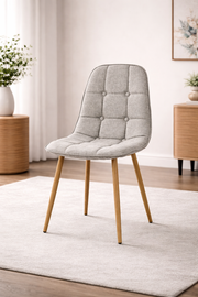 Krzesło MORIS – stylowe krzesło tapicerowane z nogami w kolorze dębu miodowego