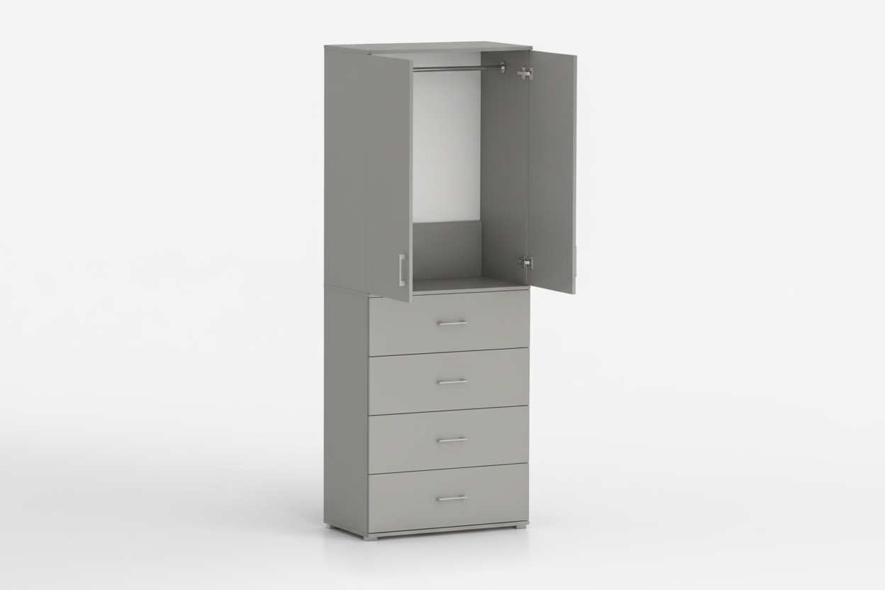 Szafa Pola 215 cm z drążkiem na ubrania i czterema szufladami