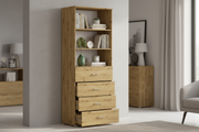 Nowoczesny regał POLA 215 z 4 szufladami Dąb Artisan – 4 szerokości