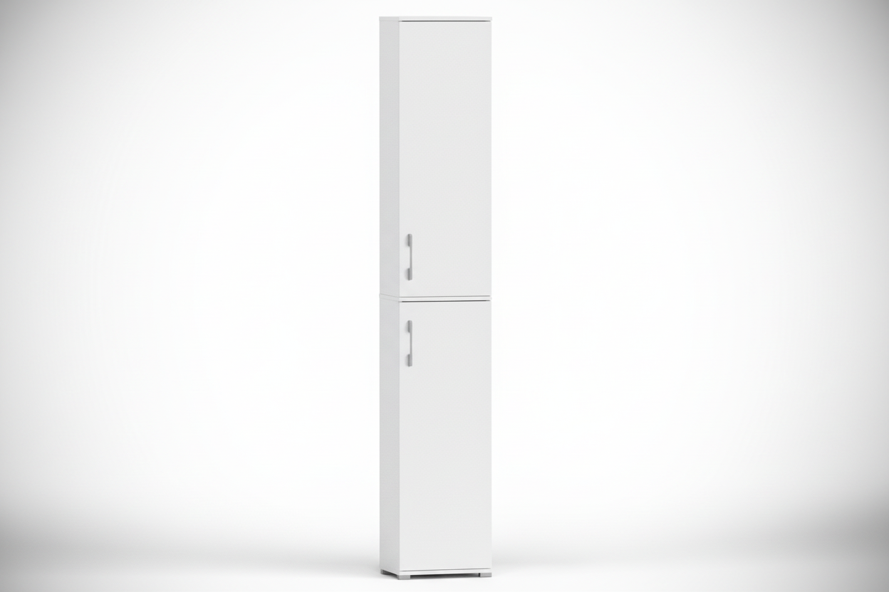 Regał Pola 215 cm z 2 drzwiami, 40 cm, biały mat/połysk