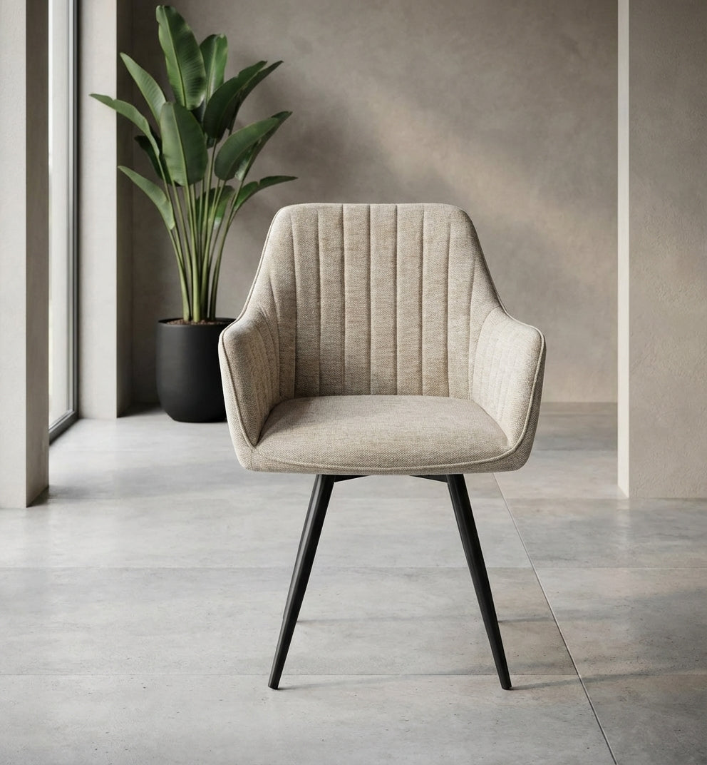 Krzesło obrotowe Moliani BEDOES beżowe pikowane z funkcją powrotu